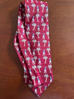 Nautica Maroon Golf & Palm Tree Tie